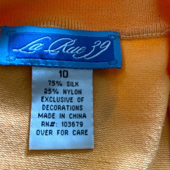 LaRue 39 Silk cropped bolero sz 10. Sequenced flower & ribbon closure in orange - Picture 4 of 8